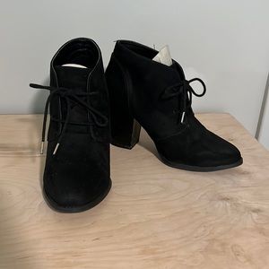 Black suede booties size 7.5